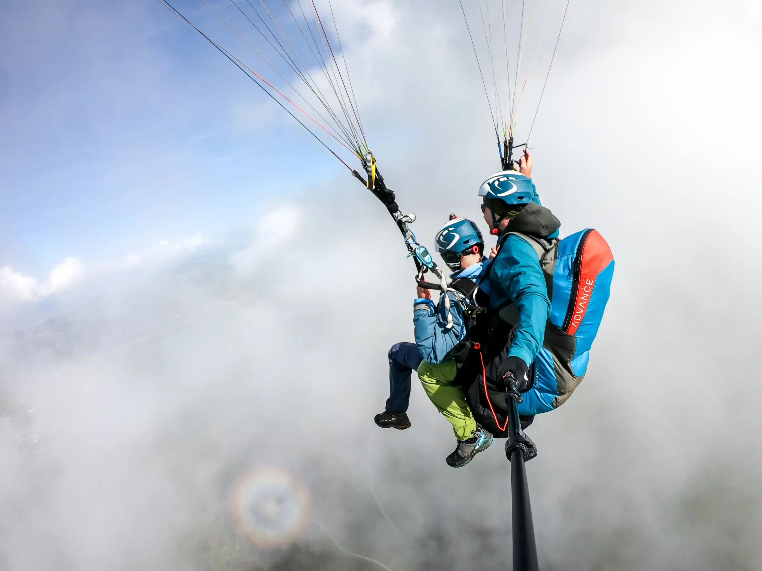Happy passenger after landing near Lake Lucerne